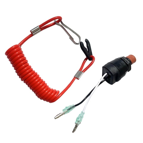 Ioensy - Interruptor De Apagado De Motor Fueraborda Con Cordón De Seguridad Apto Para Yamaha Rojo