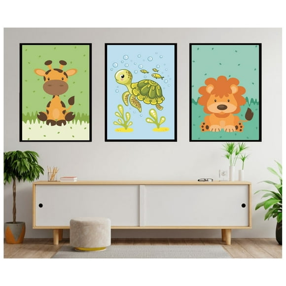 Cuadros Decorativos Safari Infantil Pack X 3 Uds 35x50 Cm C/u