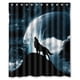 thumbnail image 1 of Cortina de ducha con diseño de lobo en la niebla matutina, juego de cortinas de baño con ganchos, tamaño 66 x 72 pulgadas, 1 of 3