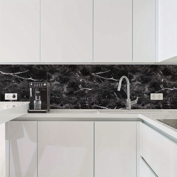 1 Roll Marble Self-Adhesive Wallpaper, Glossy Contact Paper, Thickened Self-Adhesive Wallpaper, Waterproof And Oil-Proof Countertop Wallpaper, Peel And Stick Wallpaper For Kitchen Bedroom Living Room