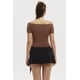 thumbnail image 3 of Polera Mujer Cuello Bardot Café Oscuro, 3 of 4