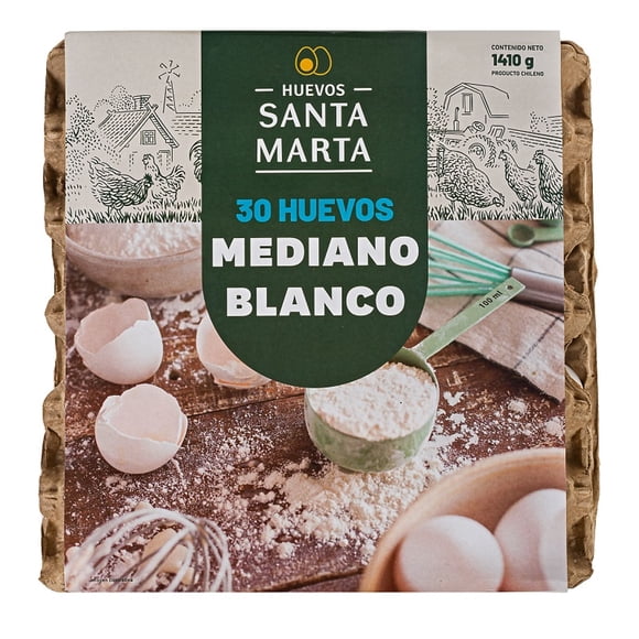 Huevos Tradicionales Mediano Blanco, 30 Un