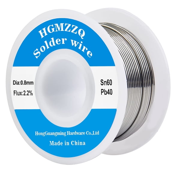 Hilo de soldadura HGMZZQ 60/40 de estaño y plomo con núcleo de colofonia 0,8 mm-50 g