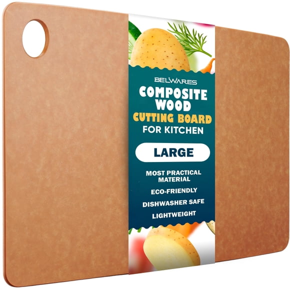Tabla de cortar Belwares de madera compuesta, apta para lavavajillas, tamaño grande