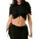thumbnail image 3 of Conjunto De Top Corto De Manga Corta Transparente Liso Y Falda Larga Ajustable Con Cordones Negro (para Mujer), 3 of 5