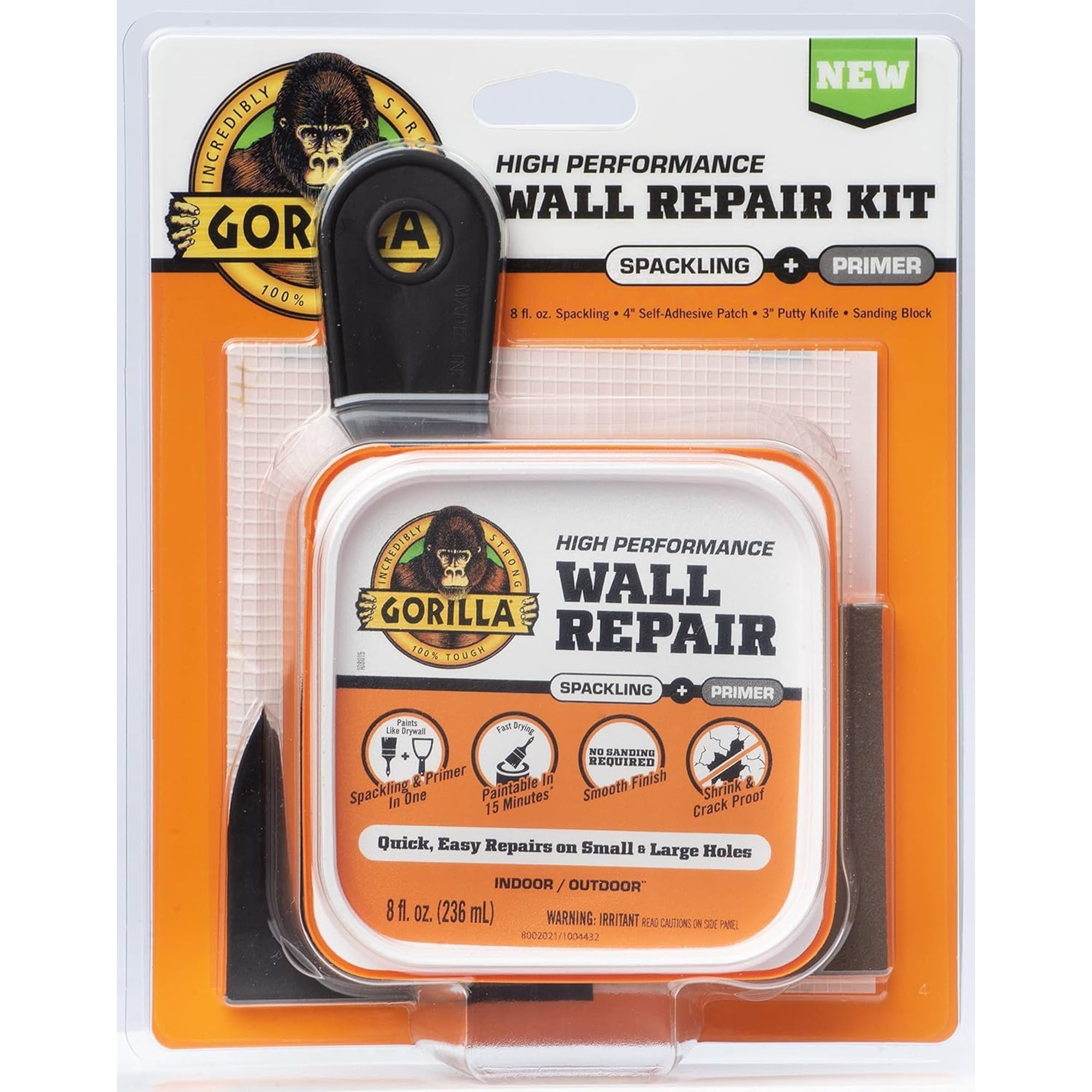 Kit De Reparación De Paredes Gorilla Heavy Duty Con Masilla E Imprimador