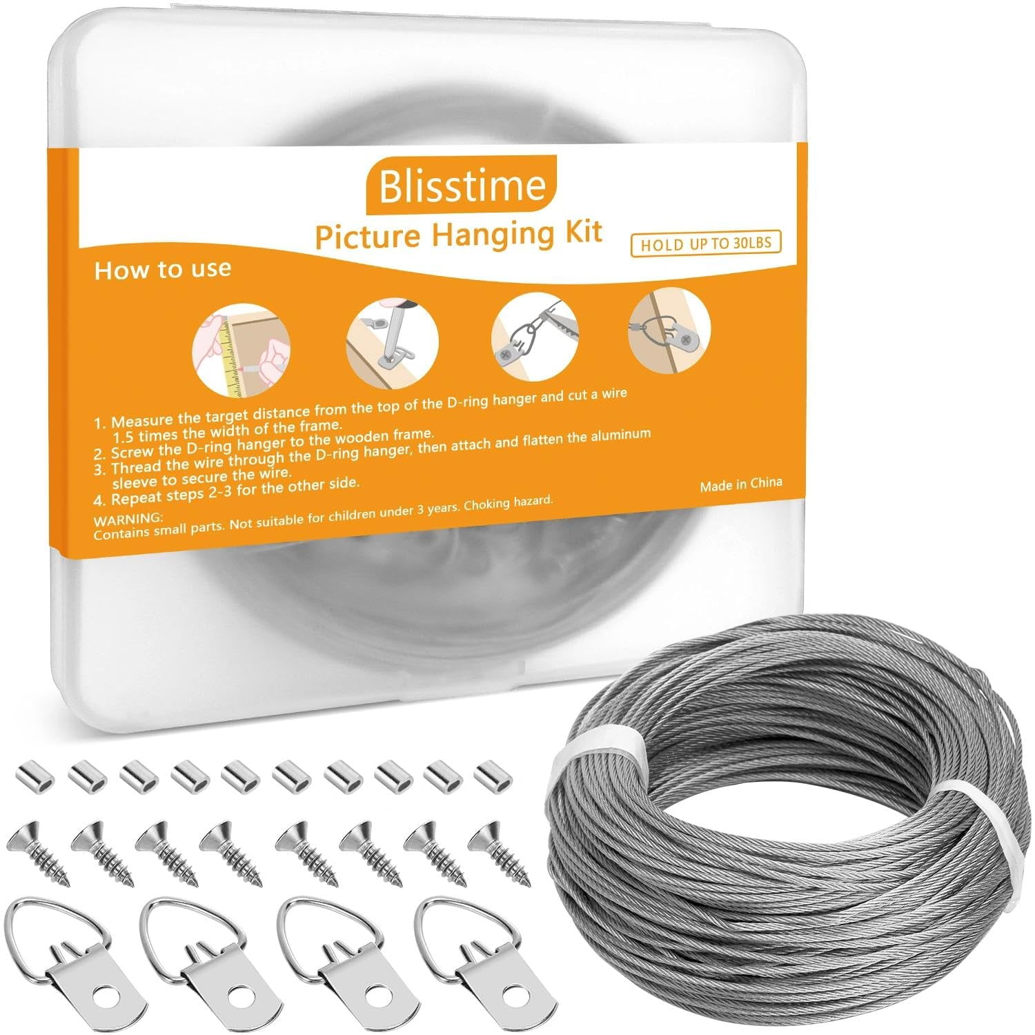 Kit Para Colgar Cuadros Blisstime, Alambre Trenzado Para Colgar Fotos De 100 Pies