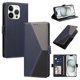 thumbnail image 1 of Cartera Plegable para iPhone 15 Pro Max, PU Tricolor con Ranuras, Azul Oscuro, 1 of 6