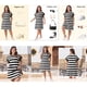 thumbnail image 3 of Agnes Orinda Vestido Túnica Talla Grande para Mujeres Verano 2026 Manga Corta a Rayas Casual Camiseta Vestido 3X Azul, 3 of 7