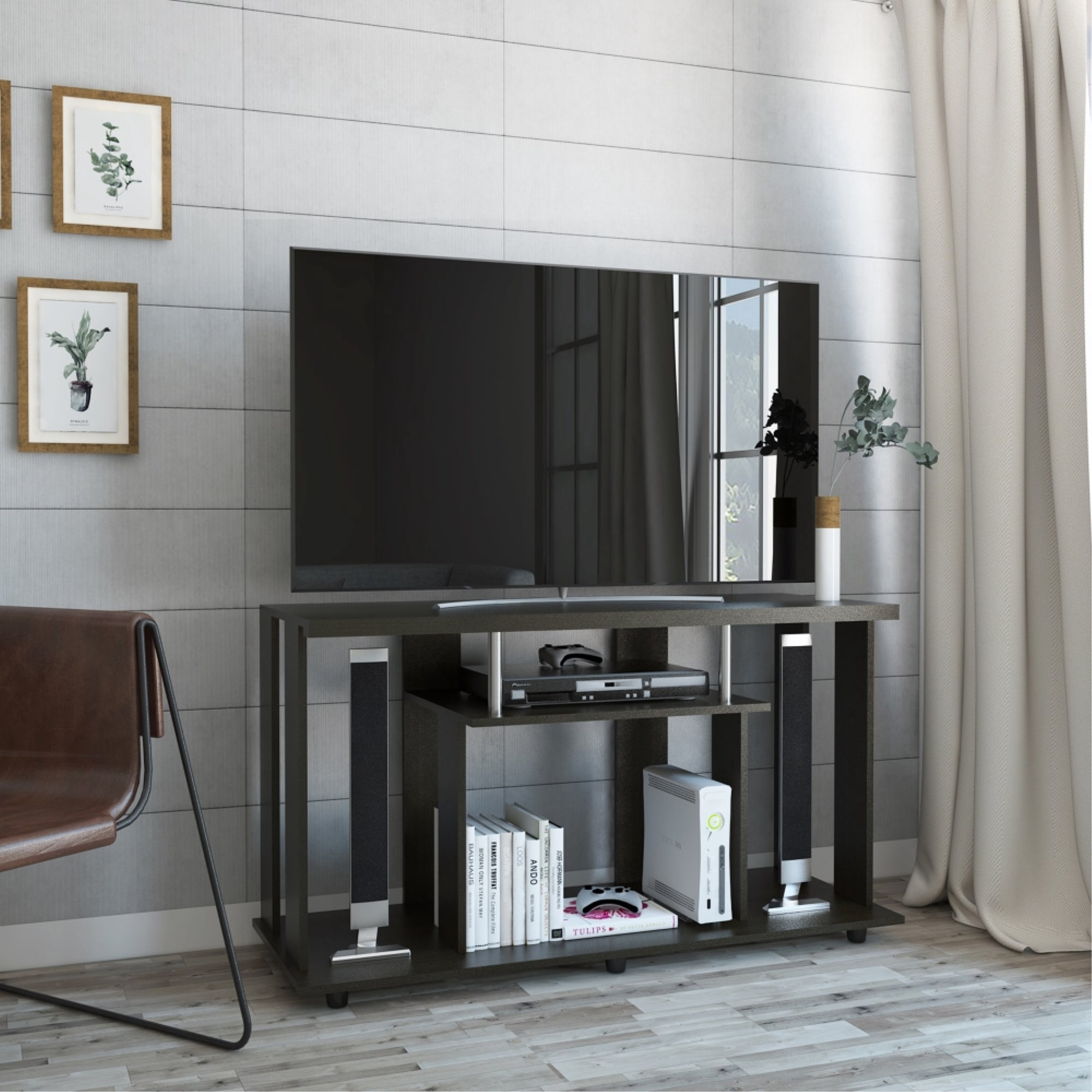 Tuhome - Rack Tv 50" Lannes Wengue 67x120,9x42,1 Cm