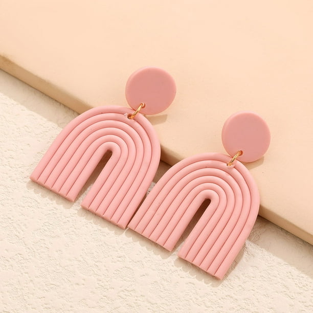 Boho Colorful Ceramic Polymer Clay Loop Earrings - Sweet & Lovely Candy Rainbow Pendant Drop Earrings - Perfect Gift for Women & Girls!
