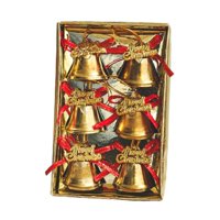 Magideal - 6 Colgantes De Campanas De Metal Para De Navidad, Color Dorado, Multiusos, Resistentes, Para Decoración De Ventanas, Mesitas De Noche O Bolsos Diámetro 25 Cm