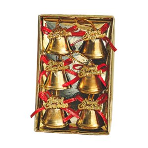 Magideal - 6 Colgantes De Campanas De Metal Para De Navidad, Color Dorado, Multiusos, Resistentes, Para Decoración De Ventanas, Mesitas De Noche O Bolsos Diámetro 25 Cm
