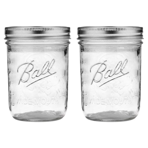 Frascos Mason Ball de Boca Ancha de 473 mL con Tapa y Anillos, Paquete de 2