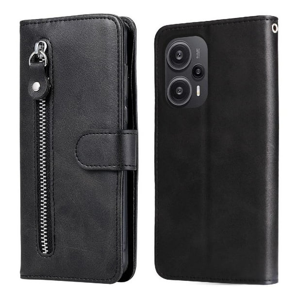 Funda con Cremallera para Xiaomi Poco F5, Carcasa Cartera de Cuero PU con Soporte y Tarjetero