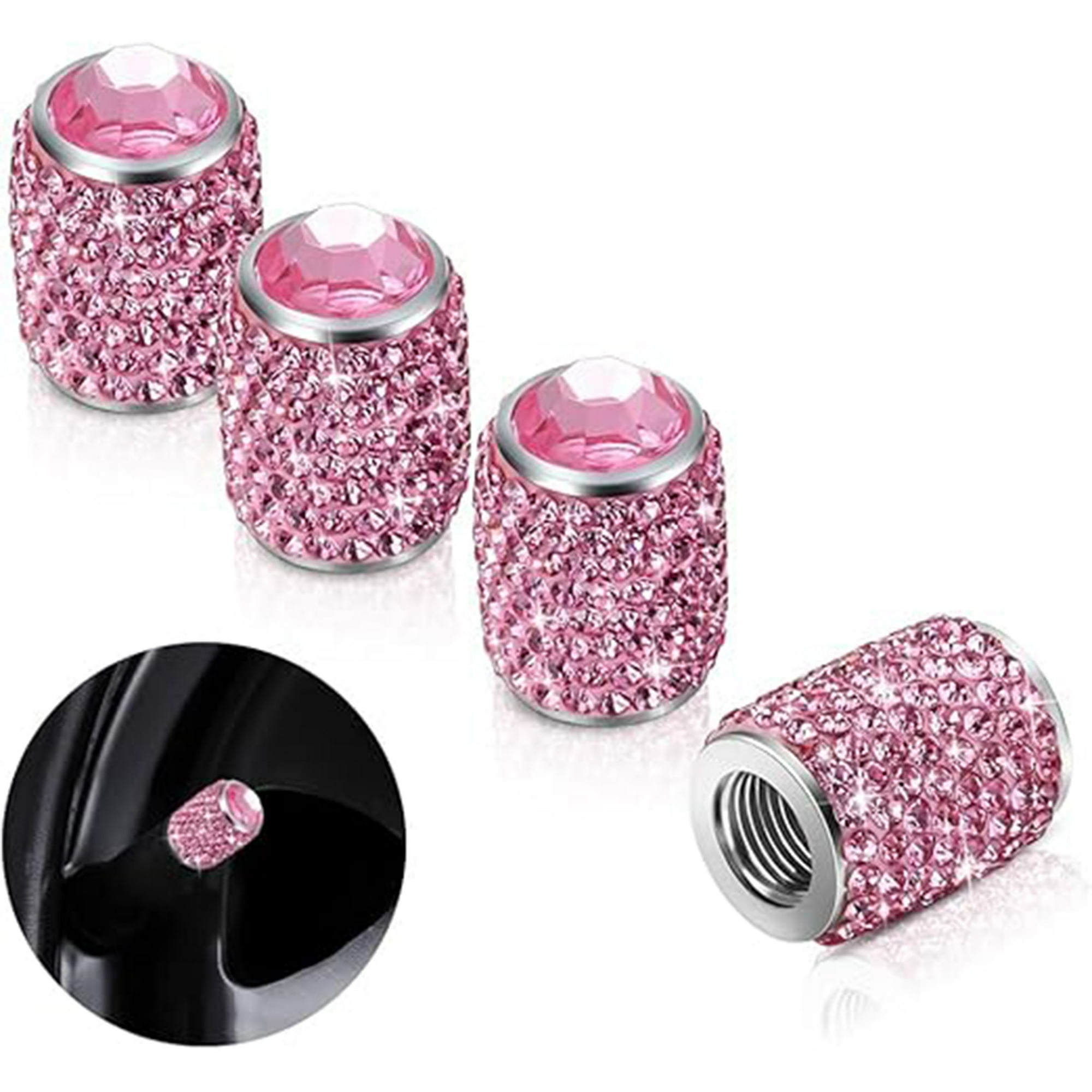 Veat00l - Tapones De Válvula De Vástago De Neumático, Tapas De Vidrio Para Neumáticos Brillantes Con Diamantes De Imitación Universales, A Prueba De Polvo, Para Automóvil, Suv, Motocicleta, Bicicleta, Camión