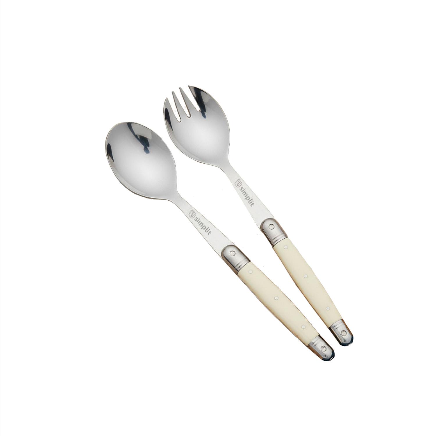 Set De Cucharas Ensalada Versalle Acero Inoxidable Simplit Beige
