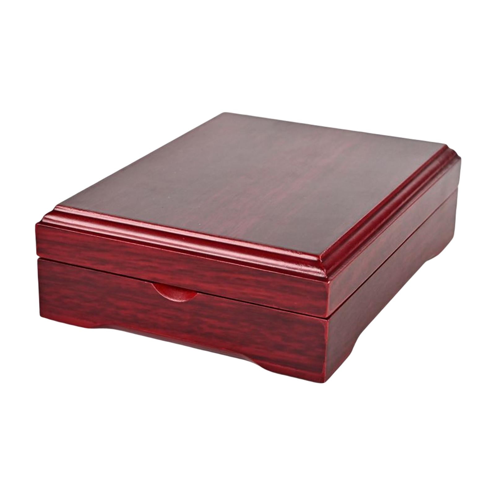 Magideal - Caja De Exhibición De Madera Clásica Caja Organizadora Titular De La Joyería Coleccionables Medallón Colección Insignia Caja De Madera 12cmx16cmx3.5cm