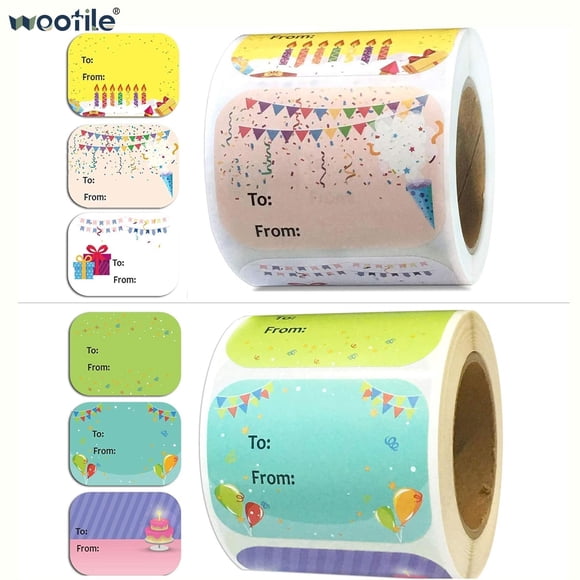 Etiquetas adhesivas wootile Pegatinas de Cumpleaños 38 × 51 mm Pack de 300