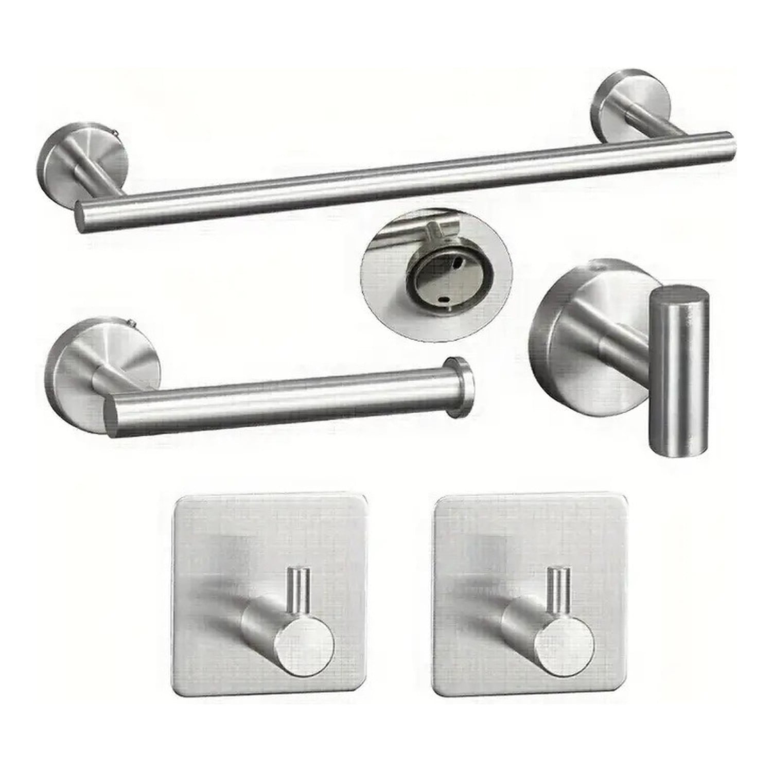 Genérico - Set 5 Accesorios Baño Acero Inoxidable Montaje Pared