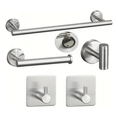 Genérico - Set 5 Accesorios Baño Acero Inoxidable Montaje Pared