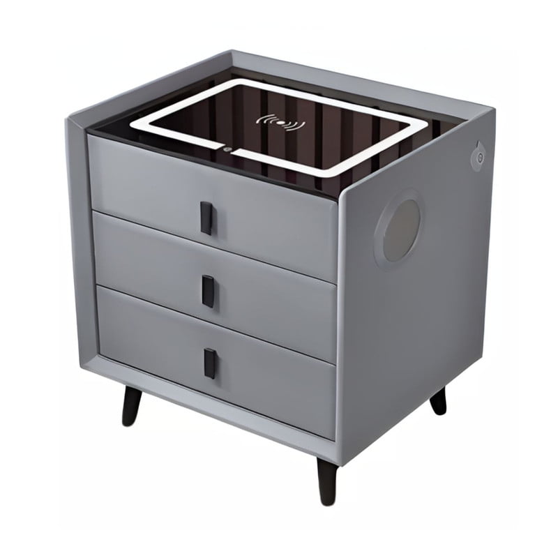 Tododescuento - Velador Inteligente Smart 2.0 Gris | Mesa De Noche Con Usb Y Luz Incorporada