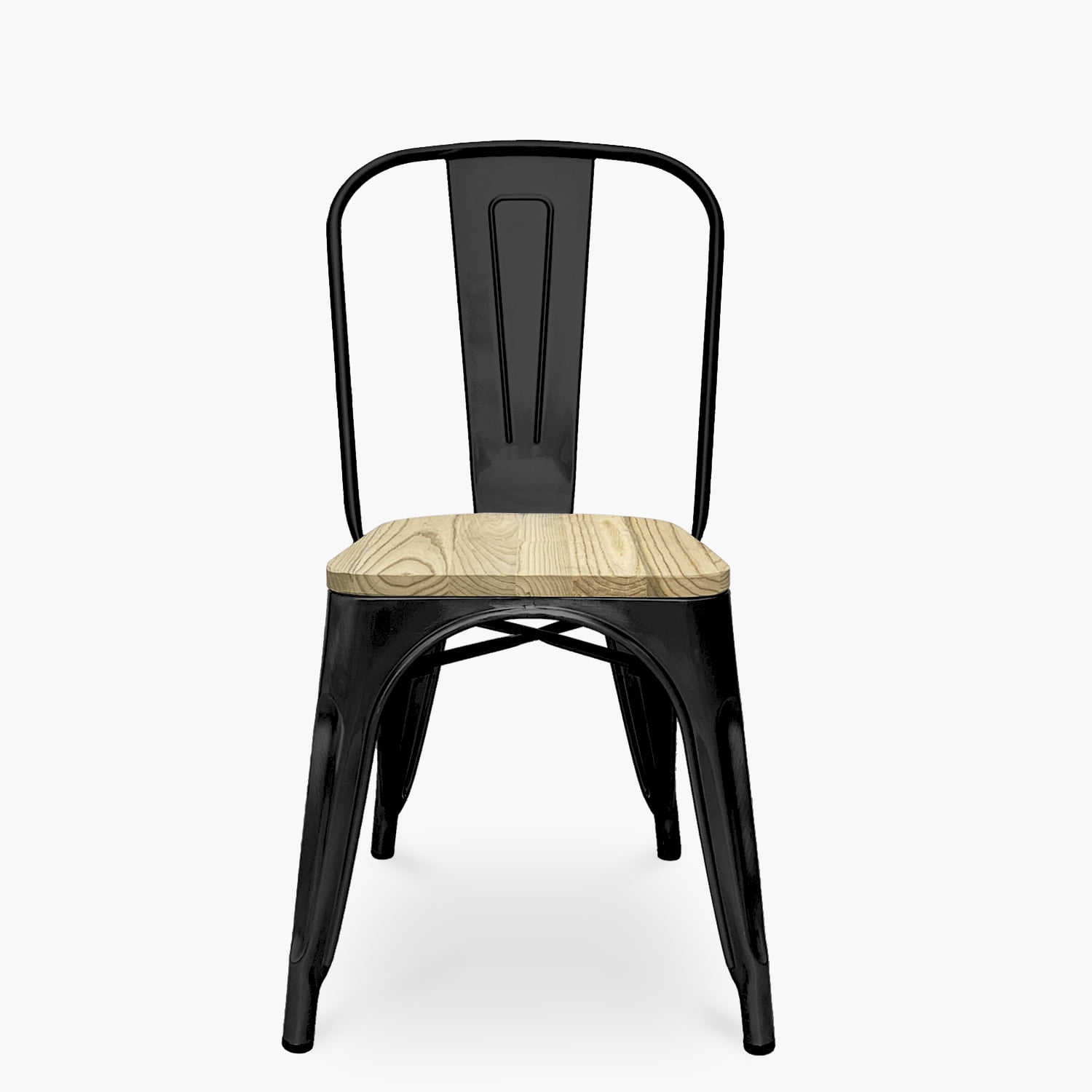 Form Design - Silla Diseño Tolix Asiento Madera Negro
