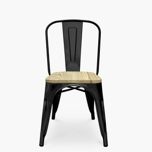 Form Design - Silla Diseño Tolix Asiento Madera Negro