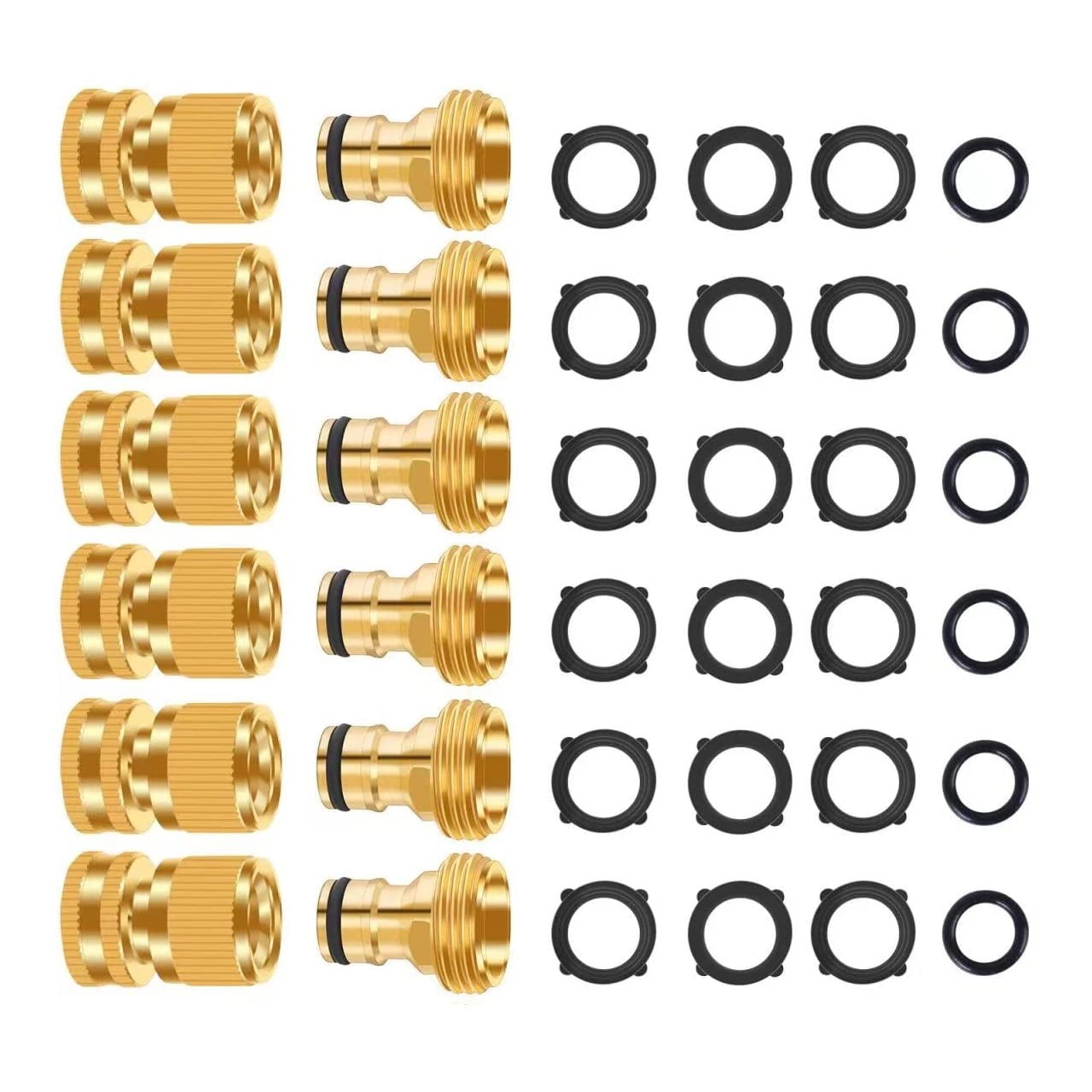 Conector Rápido Para Mangueras De Jardín Frqntkpa, 3/4 Pulgadas Ght (paquete De 6)