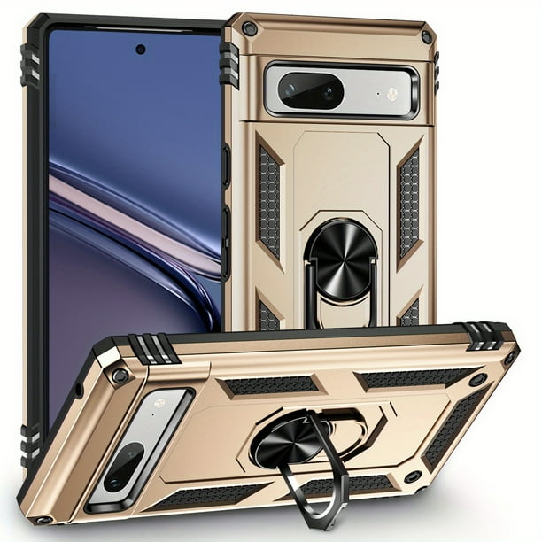 Military-Grade Protection for Your Google Pixel 7A: Heavy Duty Armor Case with Magnetic Ring Stand Phone Cover (Black)