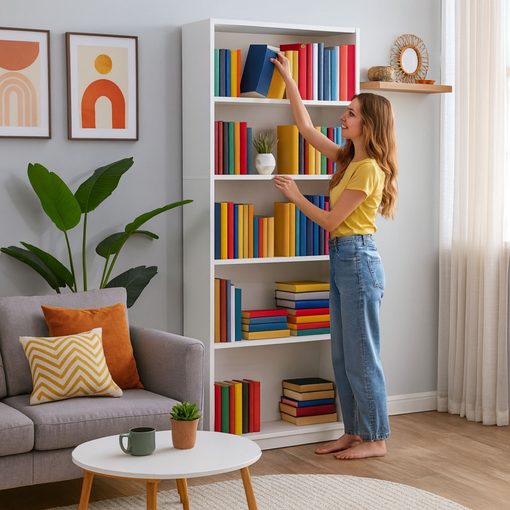 Velazio - Librero Estanteria 5 Niveles Blanco