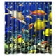thumbnail image 1 of Cortina de ducha con diseño de peces del submundo marino, con ganchos, tamaño 66 x 72 pulgadas, 1 of 3