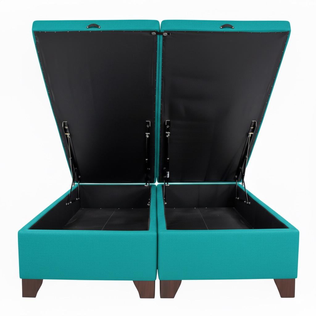 Vitelio - Base De Cama Baúl 2 Plazas Turquesa