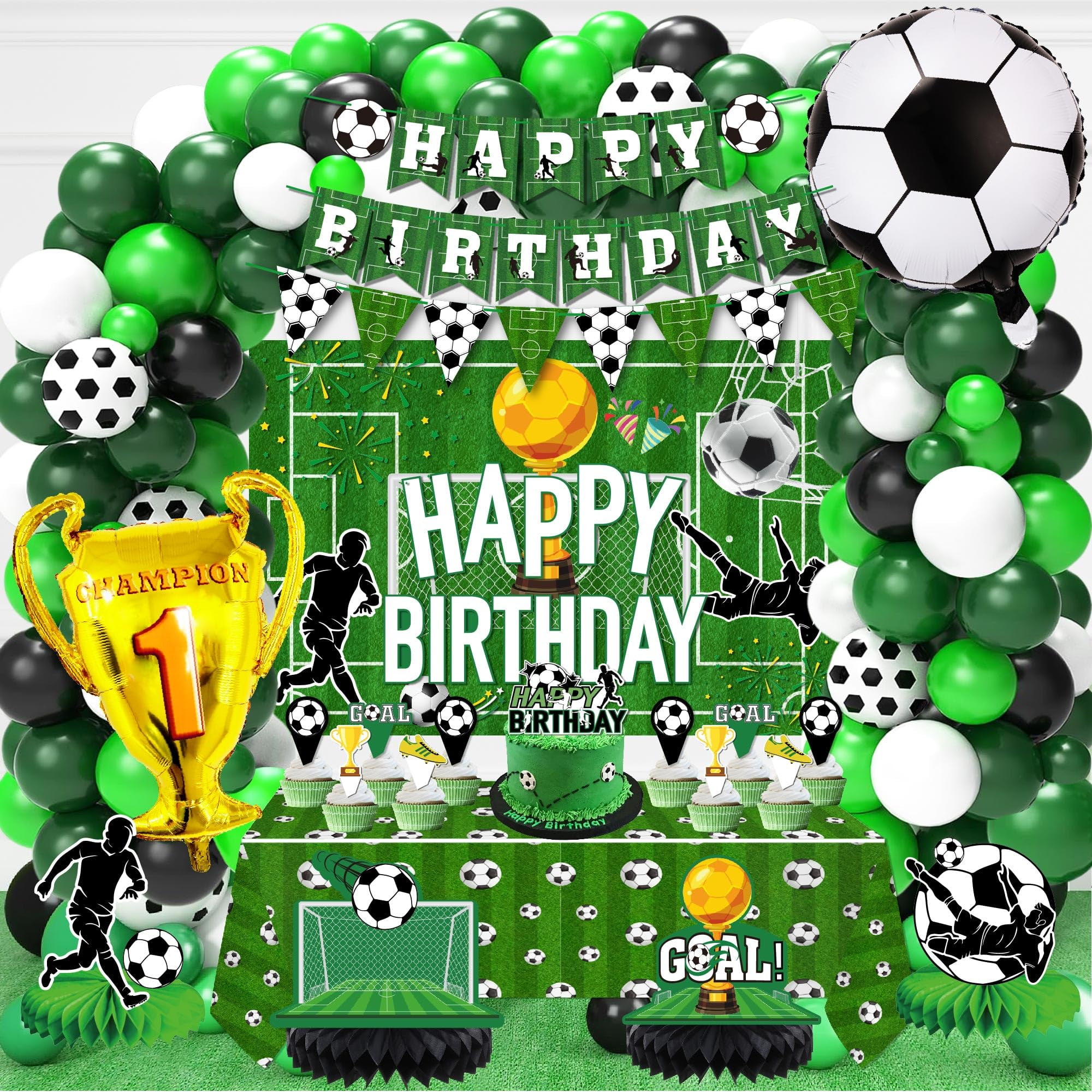 Jenlion - Set De Decoración De Fiesta De Fútbol, Cumpleaños, 120 Piezas Para Niño