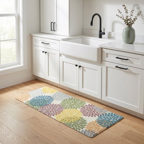 REGALWOVEN Alfombrillas de Cocina Antifatiga para Suelo, Alfombra de Cocina Ergonómica Acolchada, Impermeable Antideslizante PVC Alfombrilla Multicolor 47" x 17"
