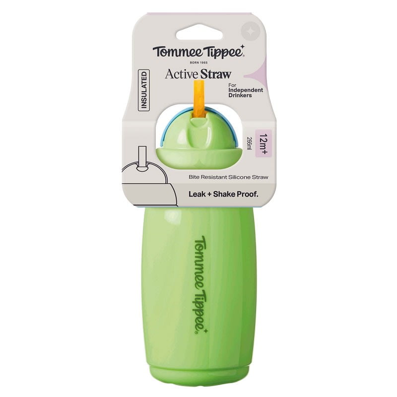 Tommee Tippee - Vaso Con Bombilla De Silicona 266ml Active Cup 12 Meses+