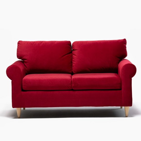 Sofá Retro 3 Cuerpos Tela Rojo