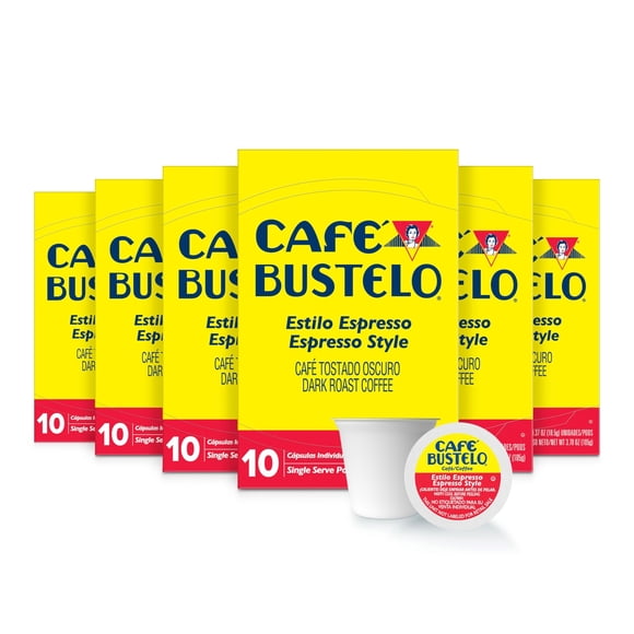 Cápsulas de café Café Bustelo, estilo espresso, color tostado oscuro, 10 x 6