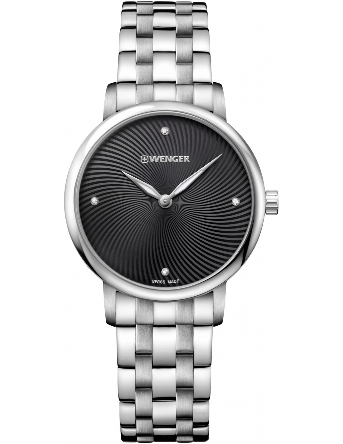 Reloj Urban Donnissima Correa Acero Inoxidable, Dial Negro Wenger