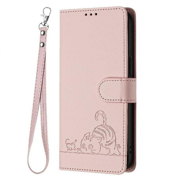 Funda tipo cartera FOXDOCK para iPhone SE 2022/2020 con soporte, ranuras, RFID, diseño de gato