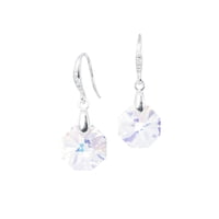 Joyas Montero - Aros Lucia Plata Italiana 925 Y Cristal Genuino Aurora Boreal