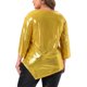 thumbnail image 3 of Agnes Orinda Trajes de Halloween para Mujeres Tallas Grandes Escuela Colegio Top Metálico Brillante Cuello Redondo 3/4 Manga Acampanada Dobladillo Asimétrico Blusa Brillante para Fiesta en Club 4X Oro, 3 of 6