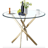 Habita2 Chile - Mesa Dubai Para Comedor De Vidrio Gold100 Cm Redonda