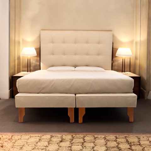 Muebles New - Base Con Respaldo Dos Plazas Beige Lino