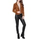 thumbnail image 2 of INSPIRE CHIC Chaqueta de motocicleta para mujer de ante sintético color sólido con cremallera asimétrica L Marrón, 2 of 8
