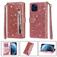 Funda Para Foxdock Elegante Funda Iphone 12 Pro Max Glitter Con Cremallera-Ideal Para El Uso Diario