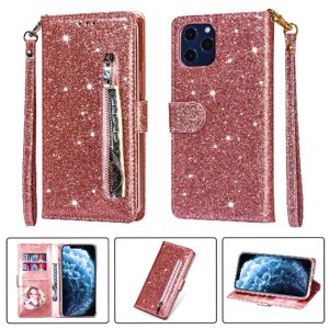 Funda Para Foxdock Elegante Funda Iphone 12 Pro Max Glitter Con Cremallera-Ideal Para El Uso Diario