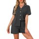 thumbnail image 1 of INSPIRE CHIC Conjunto de Pijama para Mujer 100% Algodón Manga Corta con Botones Ropa de Dormir con Bolsillos y Pantalones Cortos con Cintura Elástica L Gris, 1 of 6