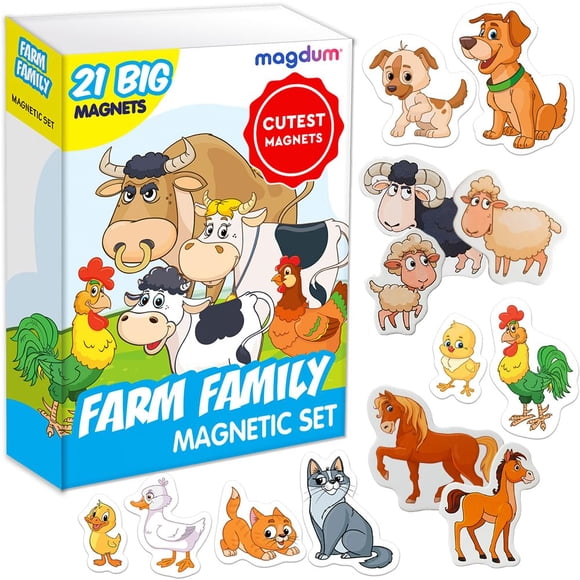Imanes de nevera Magdum Farm Family Animals para niños pequeños