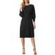 thumbnail image 2 of INSPIRE CHIC Vestido de Mujer de Punto con Cuello Redondo, Mangas 3/4 de Linterna, Cinturón y Dobladillo Plisado S Negro, 2 of 6